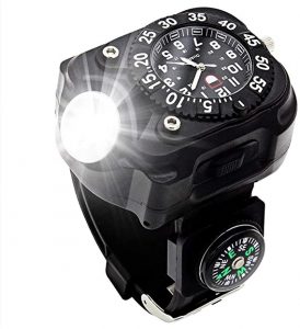 Wrist Watch with Flashlight and Compass